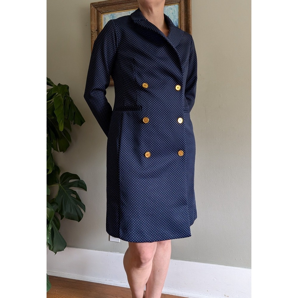 Shelby & Palmer Trench Coat Polka Dot Classic Nautical Academia Preppy Navy